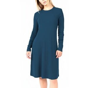 Prairie Underground Abundance Dress in Deep Blue Ribbed Long Sleeve Size Small